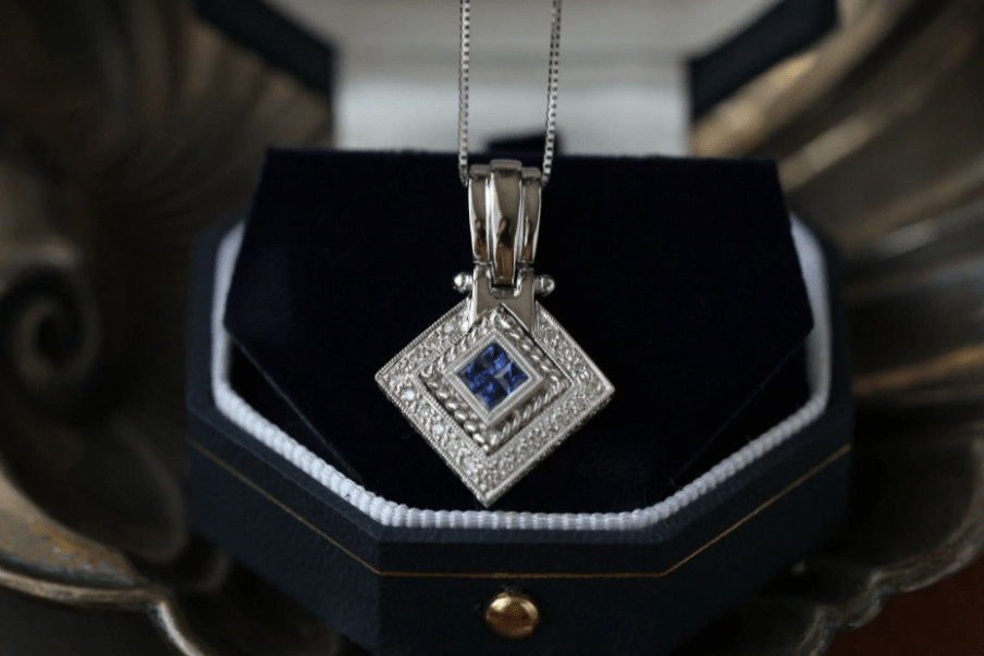 a silver necklace