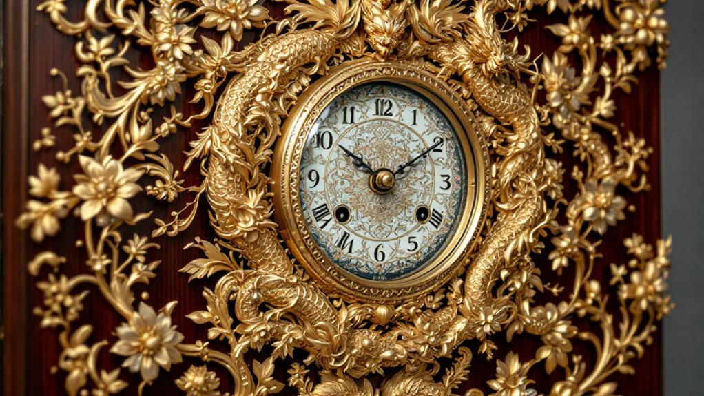 ornate chinese gilt timepiece