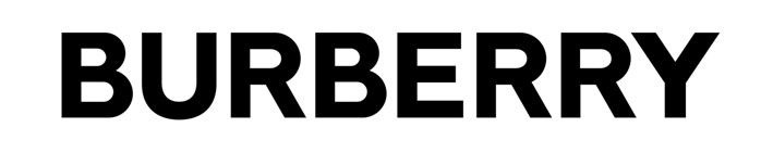 Logo of Burberry in black, uppercase letters