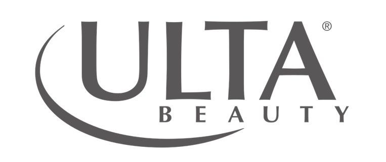 Logo of Ulta Beauty in grey with black background
