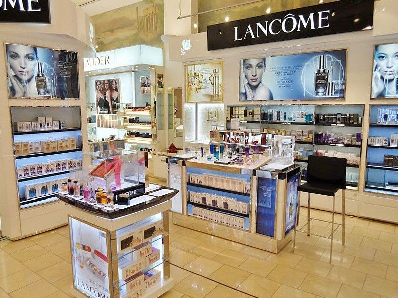 Counter displaying Lancome’s products