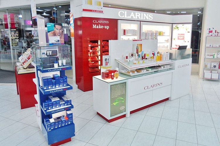 a Clarins cosmetic counter in New Zealand