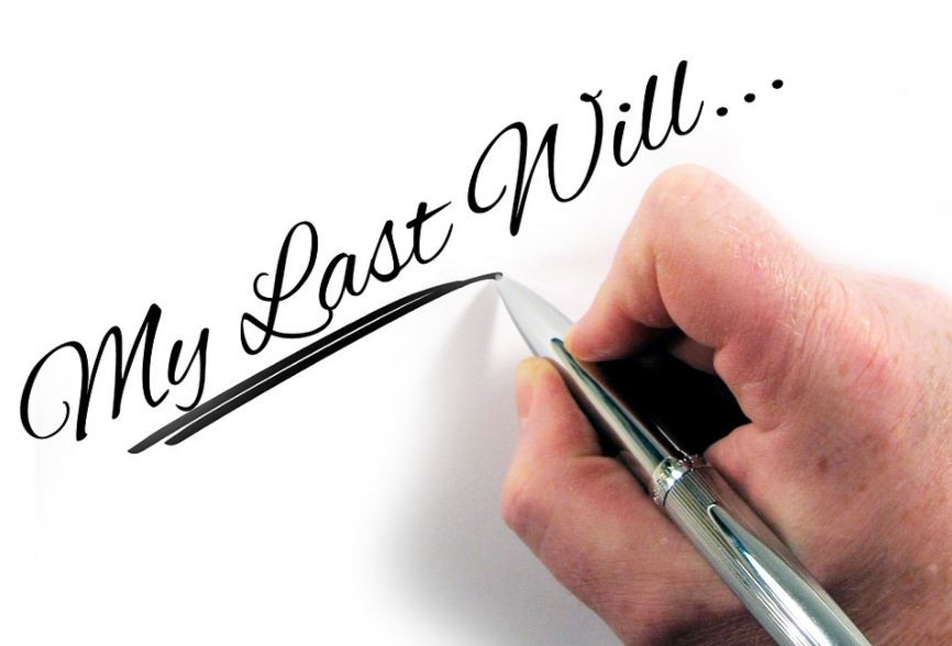 a person writing his last will