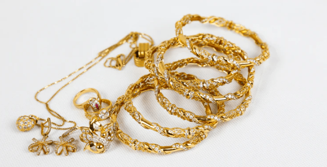 gold pieces of jewelry