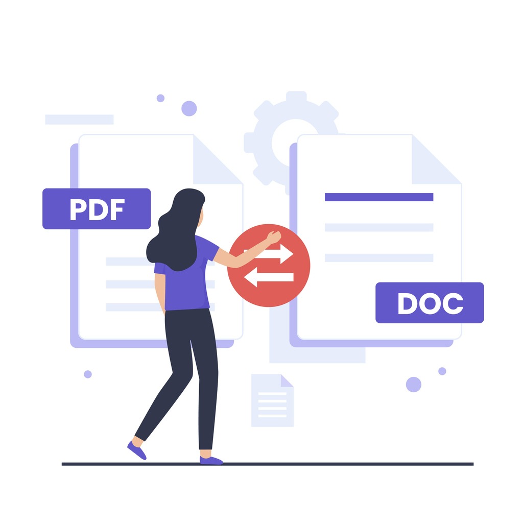 Pdf to doc convert illustration design concept